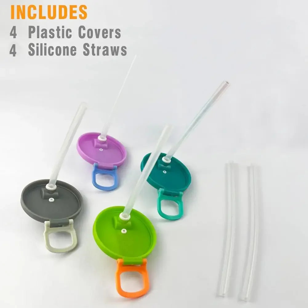 Can Seal Cover Contrasting Color Silicone Soda Lids With Straws Portable Beverage Tank Cover