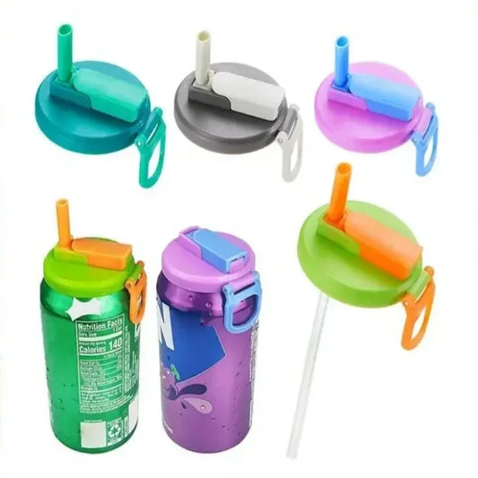 Can Seal Cover Contrasting Color Silicone Soda Lids With Straws Portable Beverage Tank Cover