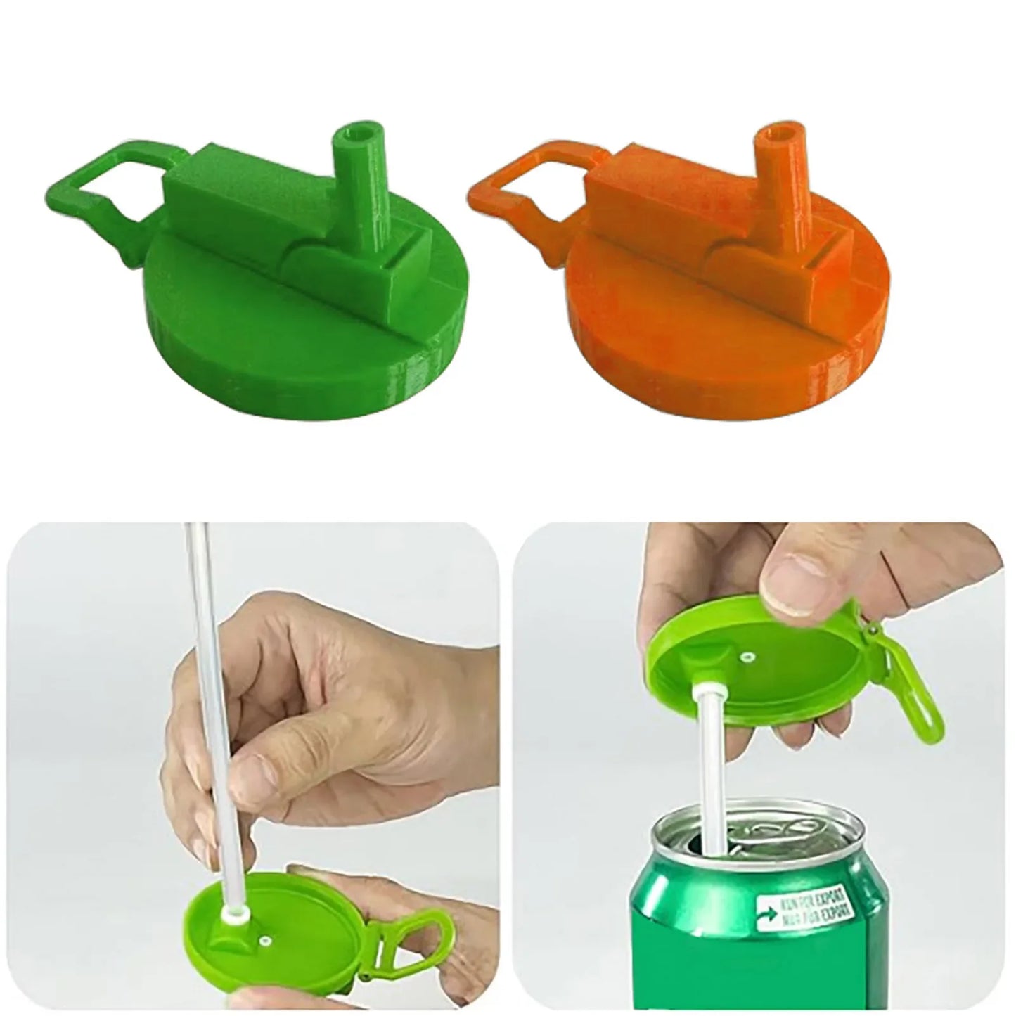 Can Seal Cover Contrasting Color Silicone Soda Lids With Straws Portable Beverage Tank Cover