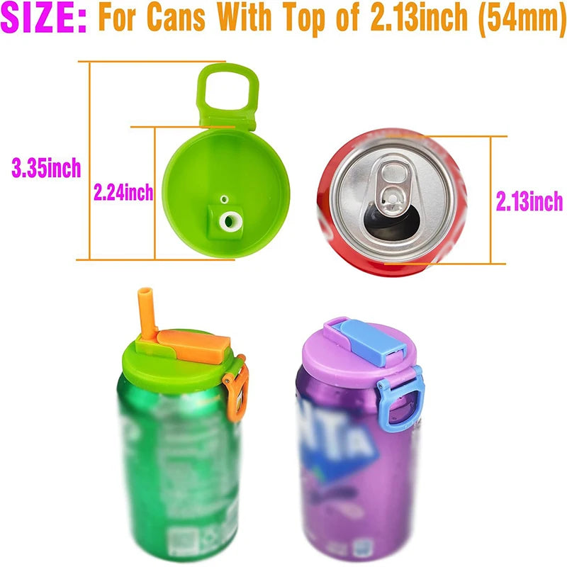 Can Seal Cover Contrasting Color Silicone Soda Lids With Straws Portable Beverage Tank Cover