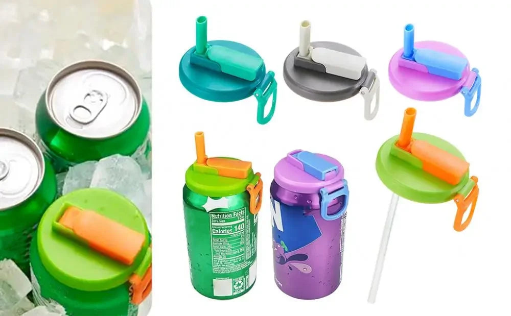 Can Seal Cover Contrasting Color Silicone Soda Lids With Straws Portable Beverage Tank Cover