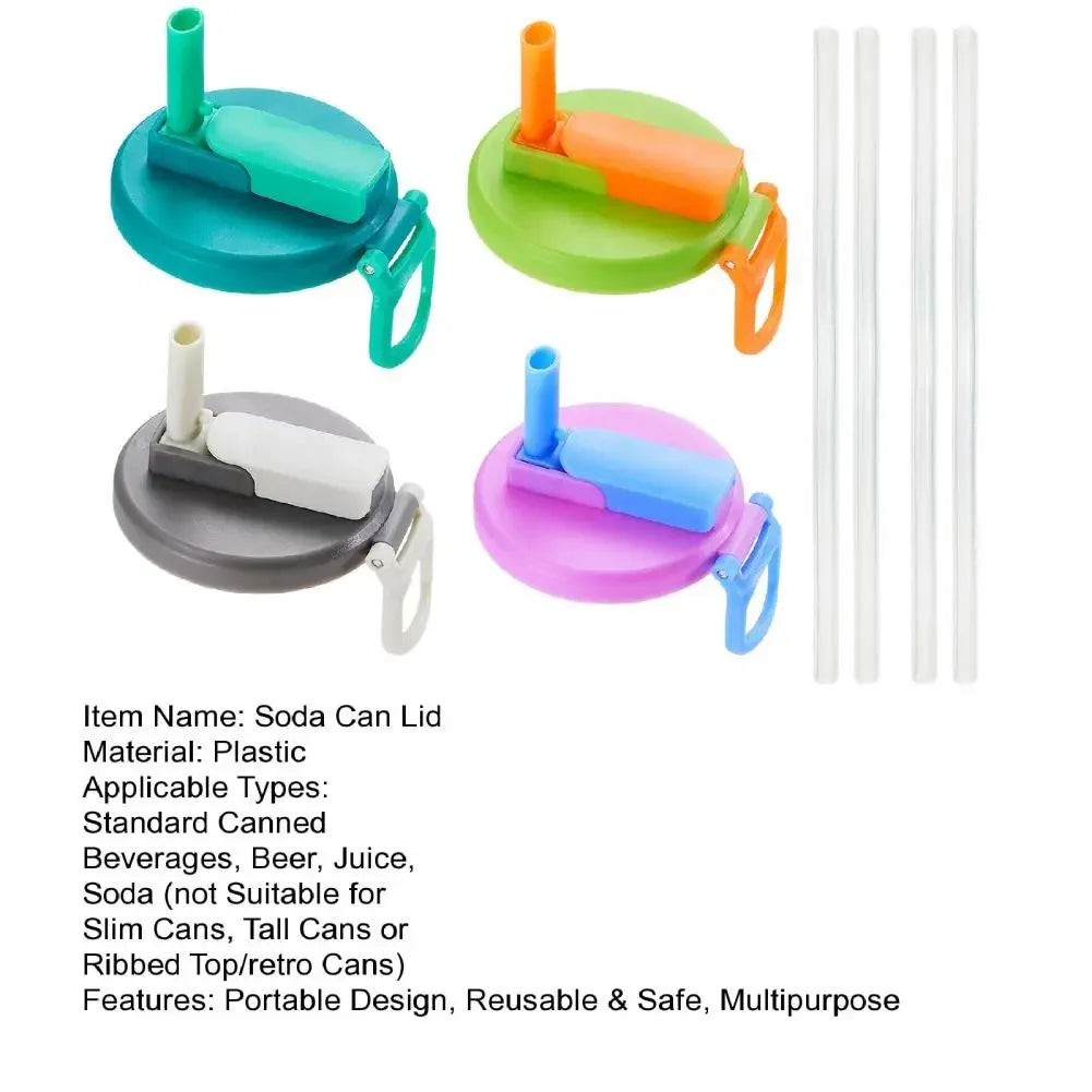 Can Seal Cover Contrasting Color Silicone Soda Lids With Straws Portable Beverage Tank Cover