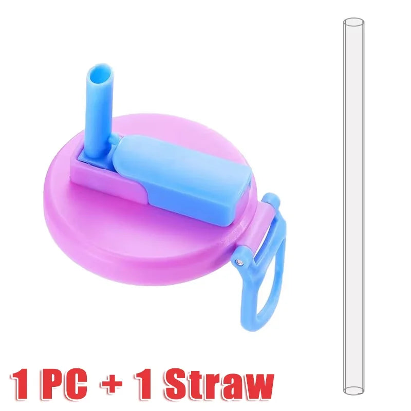 Can Seal Cover Contrasting Color Silicone Soda Lids With Straws Portable Beverage Tank Cover